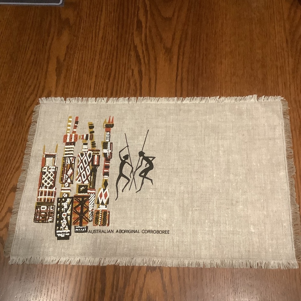 Seven Australian Aboriginal Corroboree Natural Material Placemats